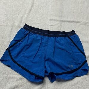 Under Armour Women's Blue Athletic Shorts with Black Trim